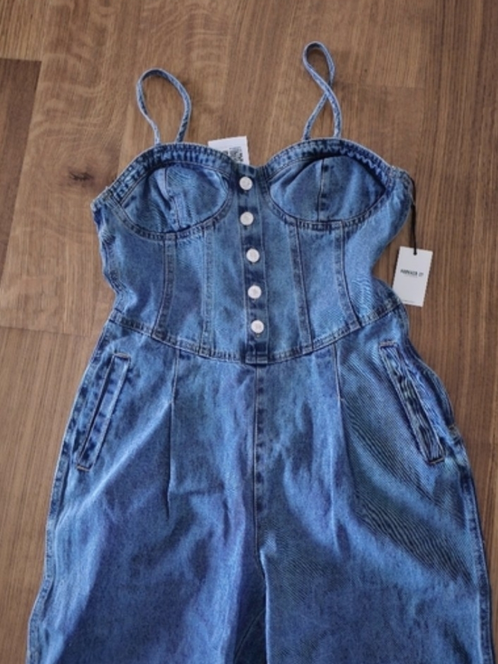 Forever 21 Denim Blue Button-Front Jumpsuit